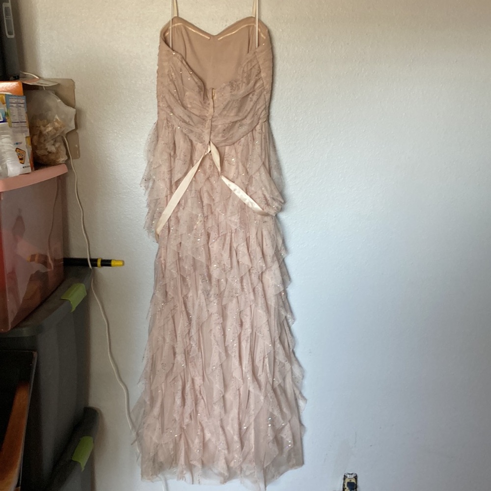 Fairy core mermaid ruffled beige nude cream tan sparkly glitter multicolor dress - Picture 6 of 11